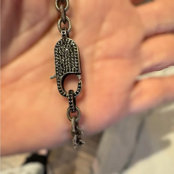 Textured Gunmetal Chain Necklace with Padlock Clasp - Picture 2 of 6